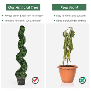 2 Pack 4 Feet Artificial Spiral Boxwood Topiary Indoor Outdoor Decor view 9