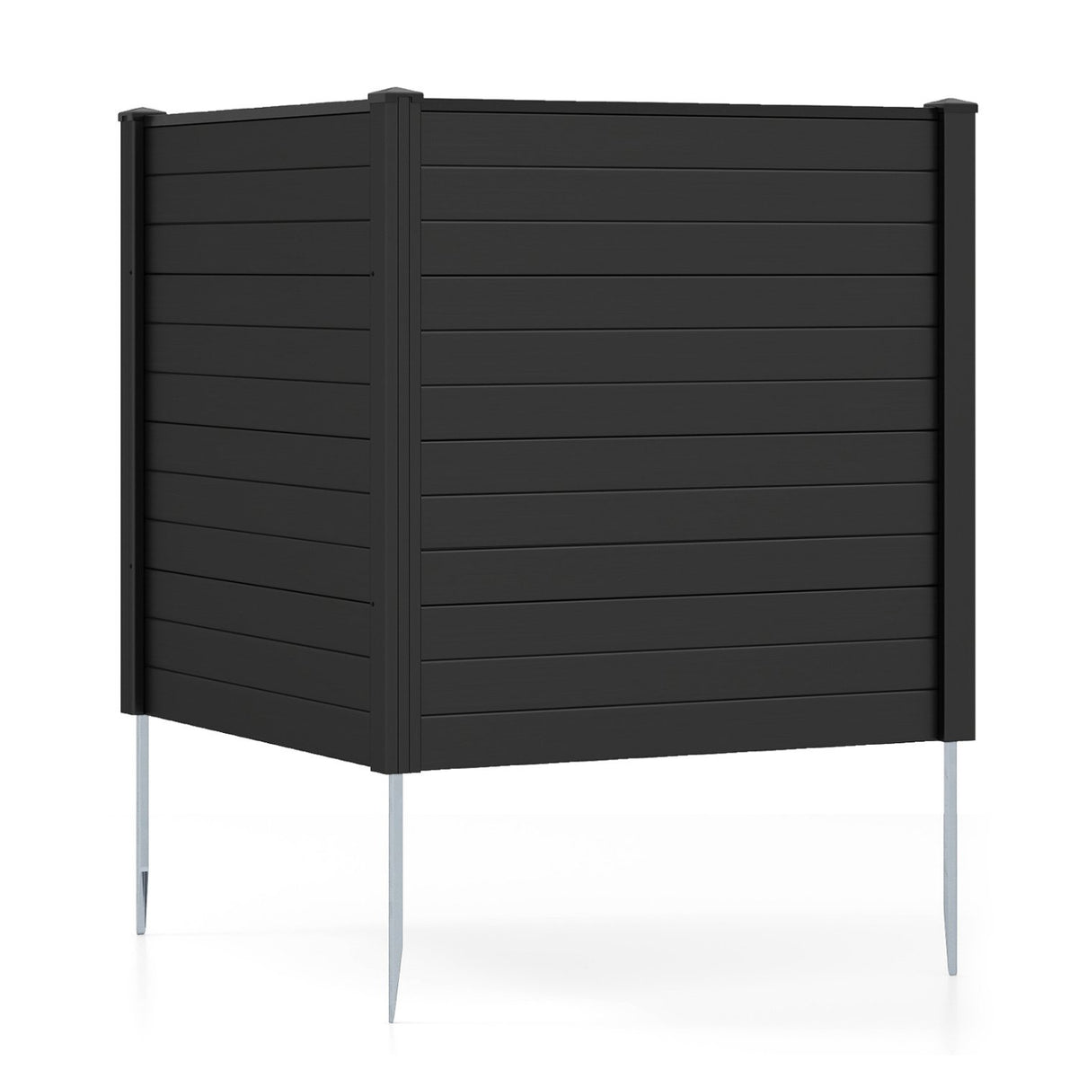 Freestanding 48 x 48 Inch Air Conditioner Fence with Metal Ground Stakes-Black