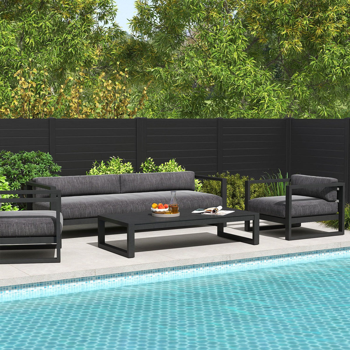 Freestanding 48 x 48 Inch Air Conditioner Fence with Metal Ground Stakes-Black view 6