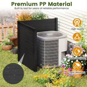 Freestanding 48 x 48 Inch Air Conditioner Fence with Metal Ground Stakes-Black view 7
