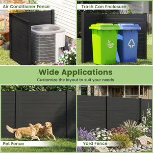 Freestanding 48 x 48 Inch Air Conditioner Fence with Metal Ground Stakes-Black view 9