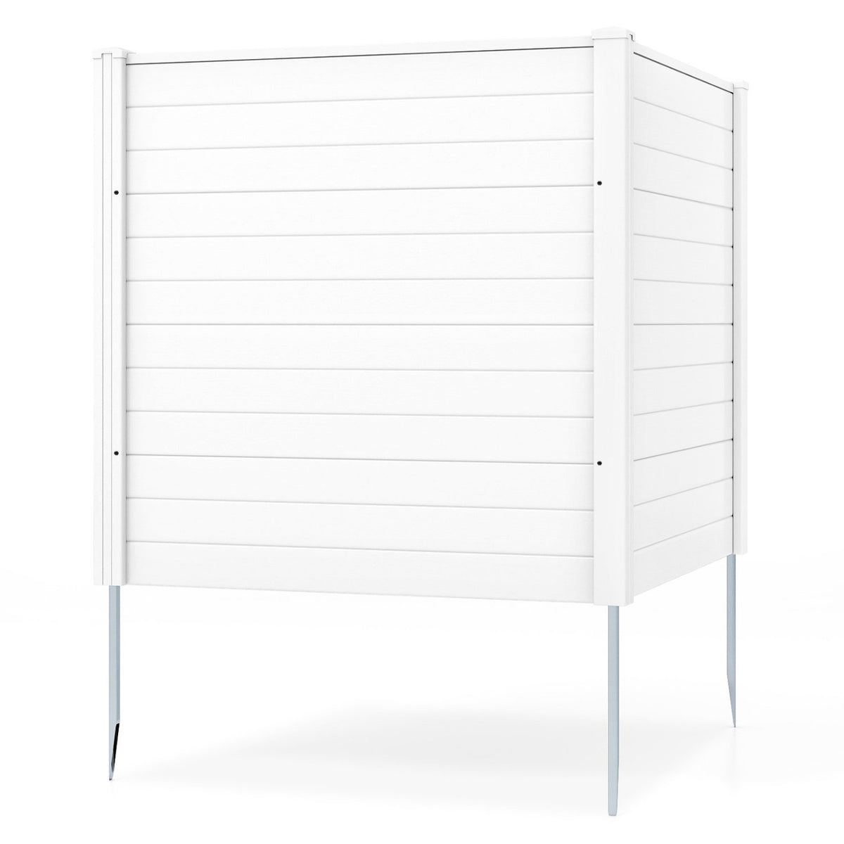 Freestanding 48 x 48 Inch Air Conditioner Fence with Metal Ground Stakes-White