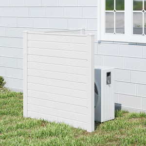 Freestanding 48 x 48 Inch Air Conditioner Fence with Metal Ground Stakes-White view 2