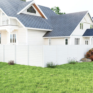 Freestanding 48 x 48 Inch Air Conditioner Fence with Metal Ground Stakes-White view 3