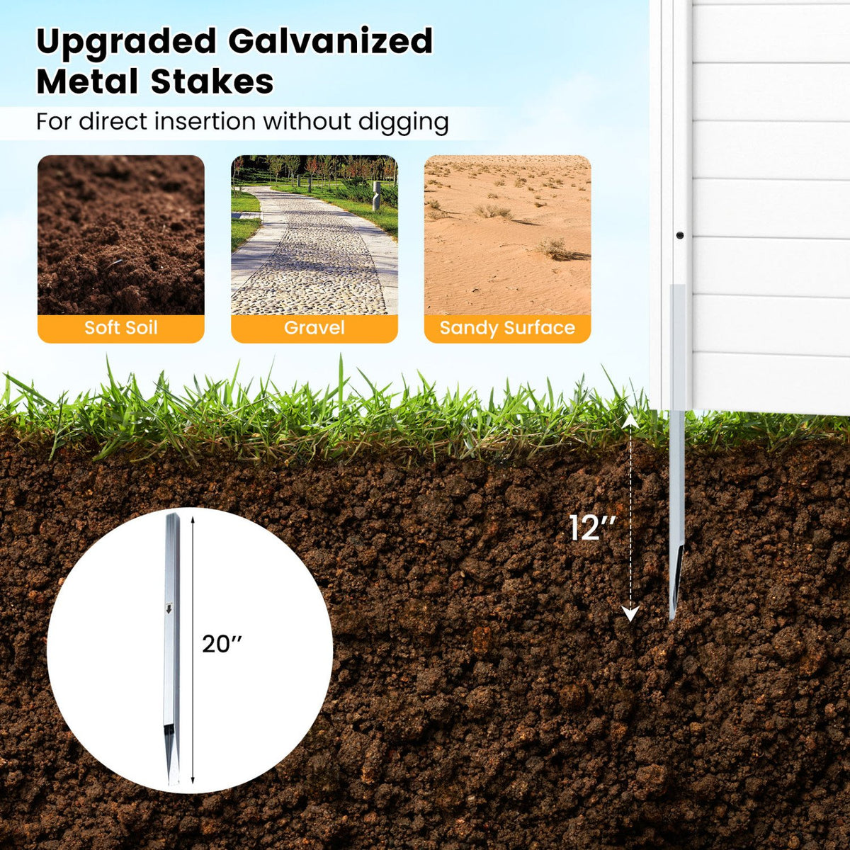 Freestanding 48 x 48 Inch Air Conditioner Fence with Metal Ground Stakes-White view 6