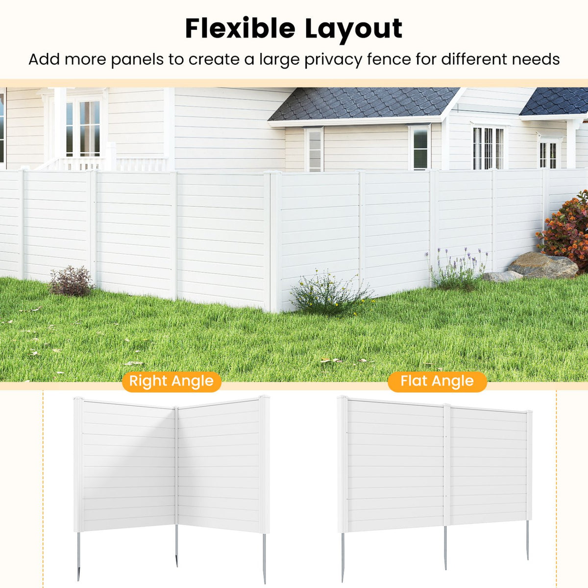 Freestanding 48 x 48 Inch Air Conditioner Fence with Metal Ground Stakes-White view 7