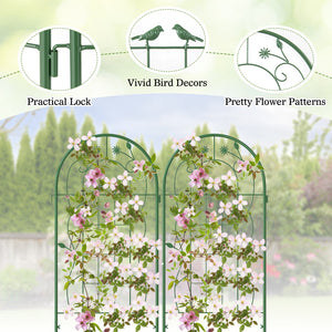 2 Pack 71 x 20 Inch Metal Garden Trellis Rustproof Plant Support for Climbing Plants-Green view 6
