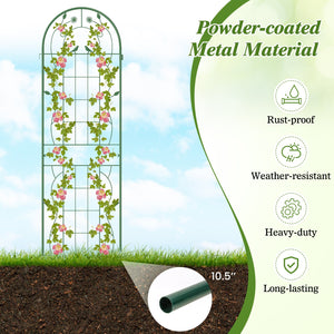 2 Pack 71 x 20 Inch Metal Garden Trellis Rustproof Plant Support for Climbing Plants-Green view 7