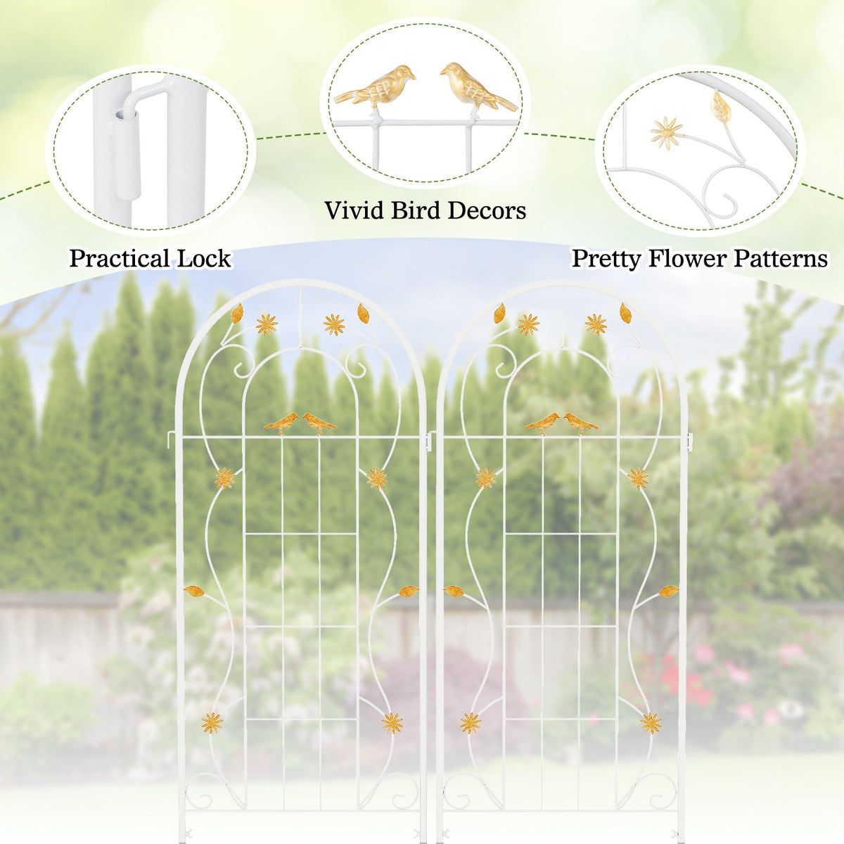 2 Pack 86.5 x 20 Inches Metal Garden Trellis for Climbing Plants-White view 6