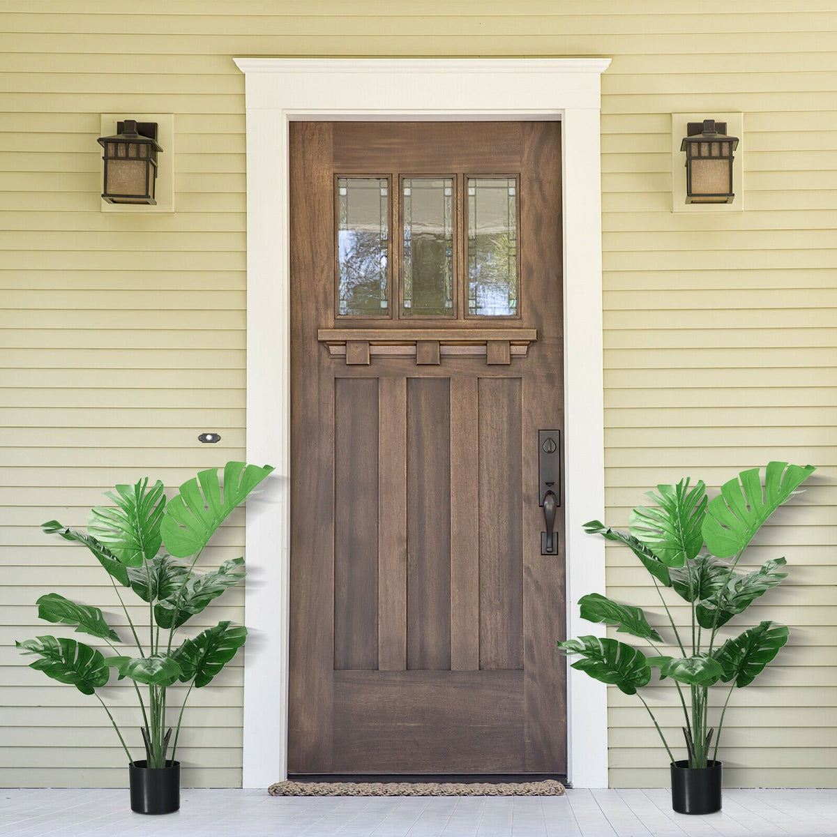 2 Pack Artificial Monstera Deliciosa Tree with 10 Leaves of Different Sizes view 2