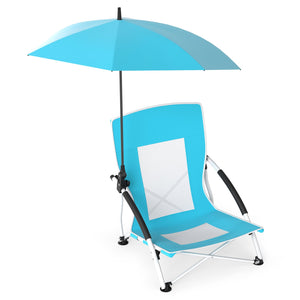 2 Pack Beach Umbrella Chair for Adults with Adjustable Parasol-Blue view 4