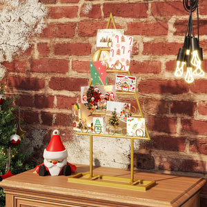 2 Pack Christmas Tree Photo Holder with 36 Round Clips and Metal Hanging Rack-Gloden view 6