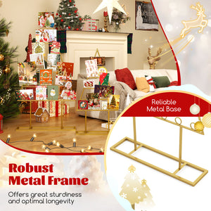 2 Pack Christmas Tree Photo Holder with 36 Round Clips and Metal Hanging Rack-Gloden view 8