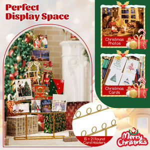 2 Pack Christmas Tree Photo Holder with 36 Round Clips and Metal Hanging Rack-Gloden view 9