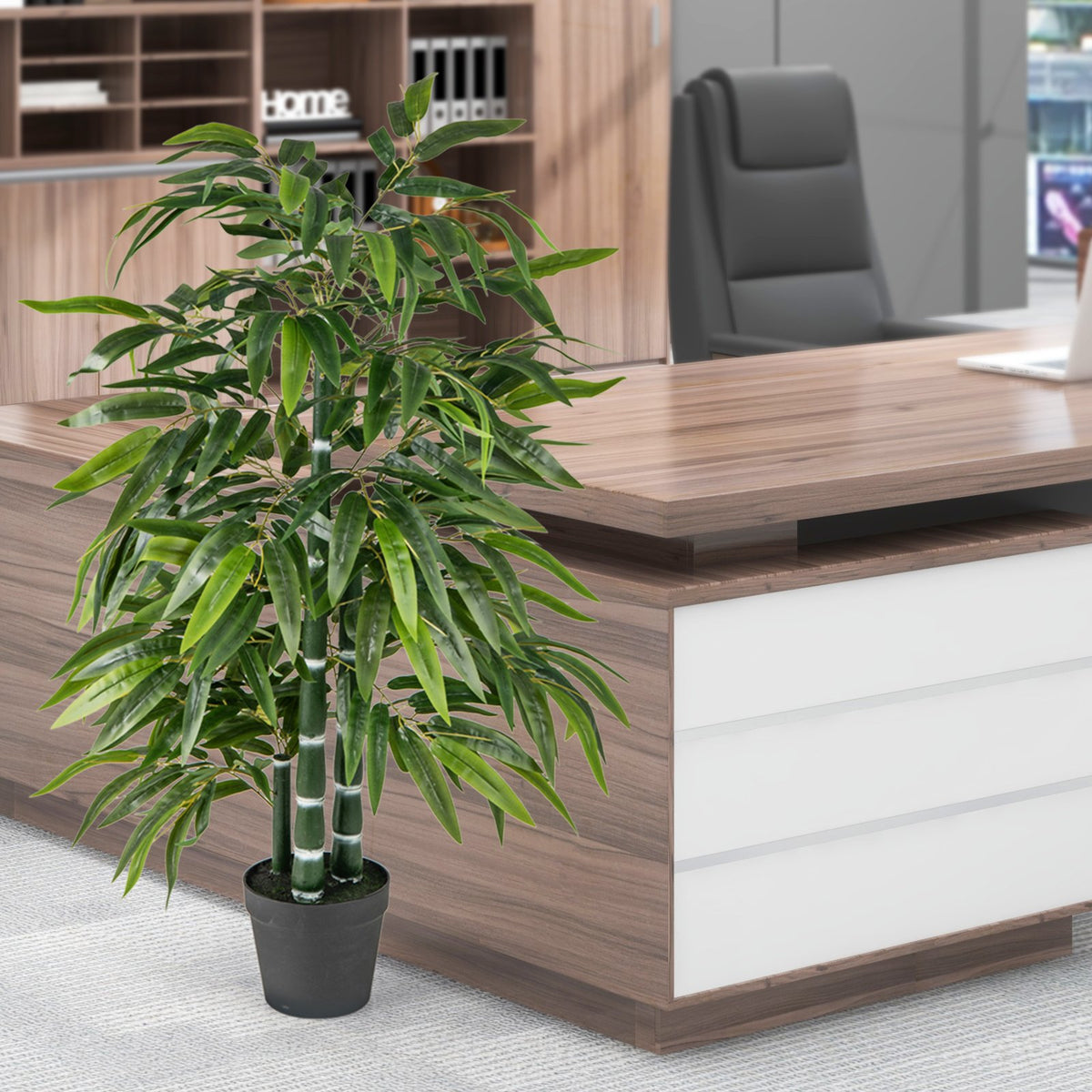 2 Pack Fake Bamboo Leave Tree with 3 PE Bamboo Trunk-Green view 5