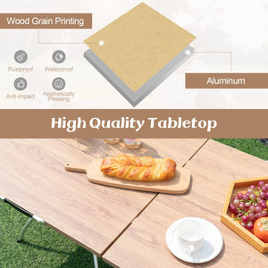 Patented 2 Pack Folding Camping Table with Wood-grain Tabletop for Hiking Party-Natural view 6