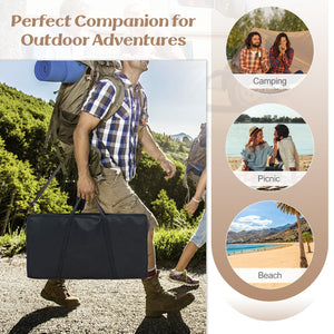 Patented 2 Pack Folding Camping Table with Wood-grain Tabletop for Hiking Party-Natural view 9