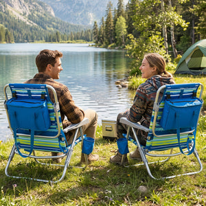 2 Pack Portable Folding Beach Chair with 7-Position Backrest-Blue view 3