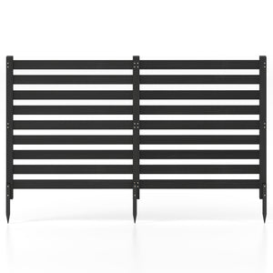 2-Panel Wooden Outdoor Privacy Fence with Ground Stakes-Black