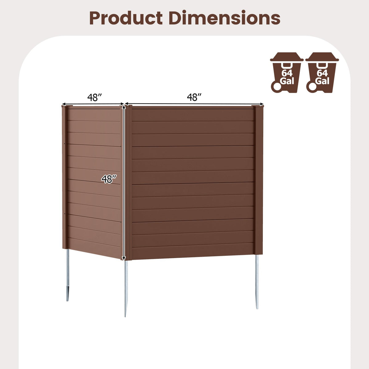 2 Panels 48 x 48 Inch Air Conditioner Trash Can Pool Equipment Enclosure-Brown view 5
