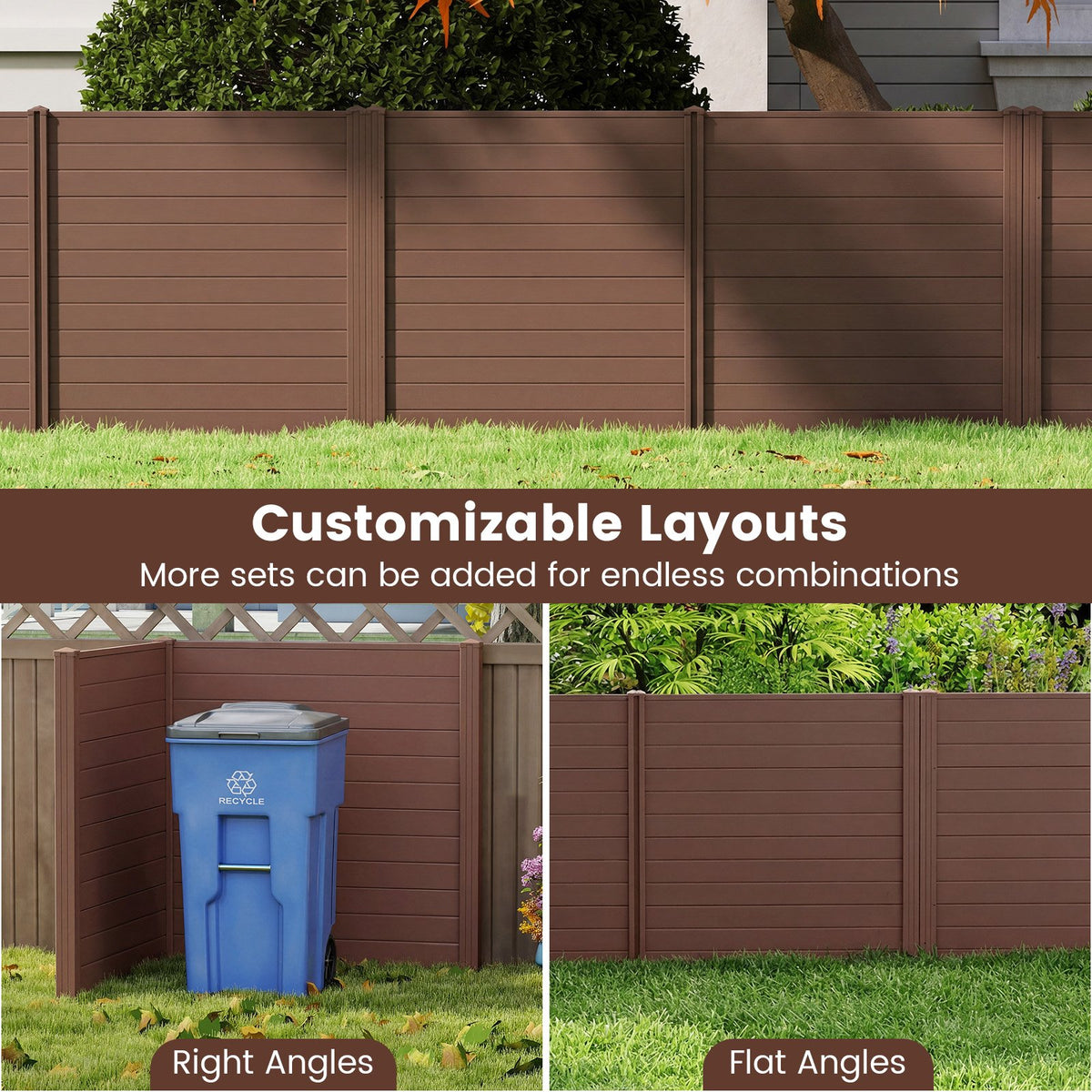 2 Panels 48 x 48 Inch Air Conditioner Trash Can Pool Equipment Enclosure-Brown view 7