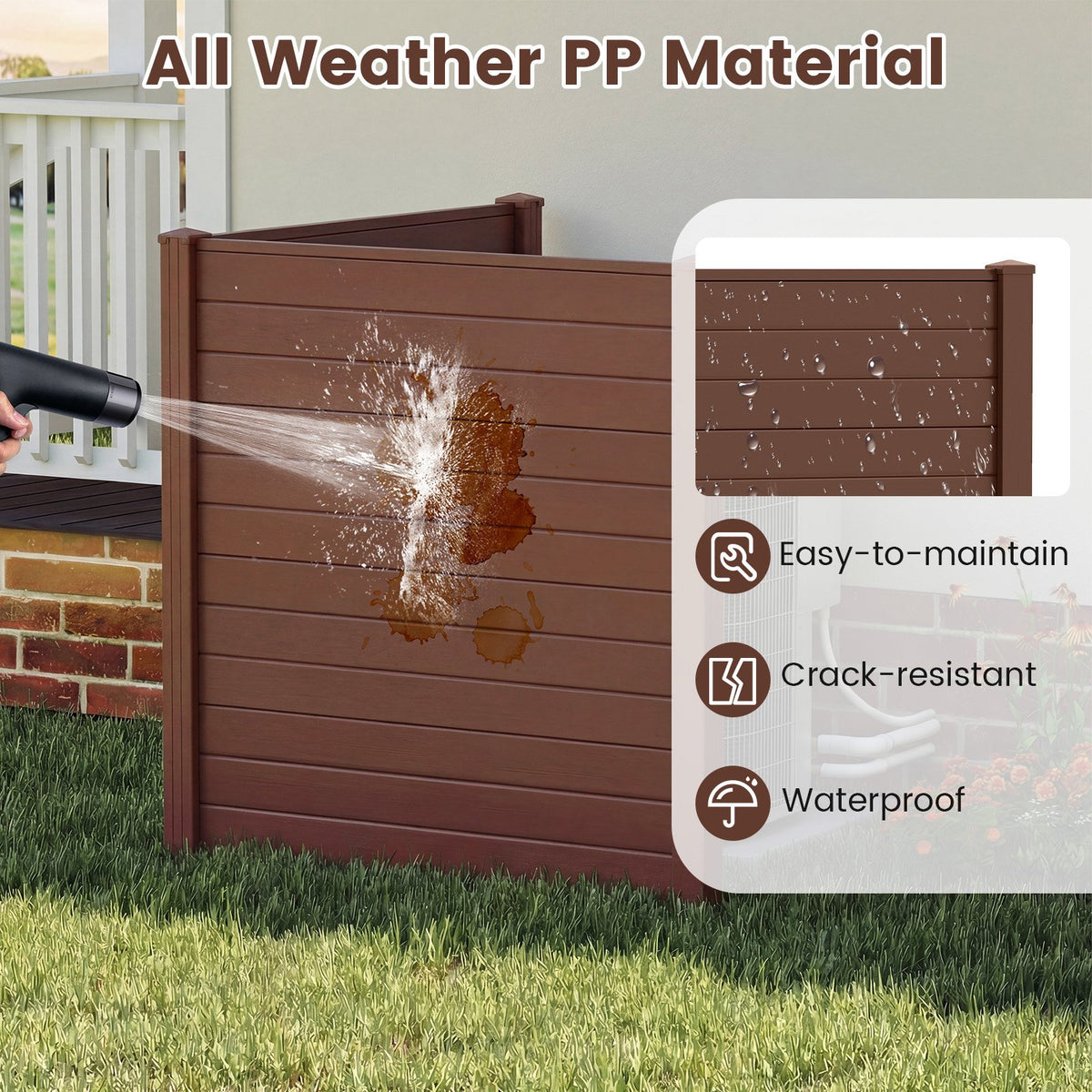 2 Panels 48 x 48 Inch Air Conditioner Trash Can Pool Equipment Enclosure-Brown view 9