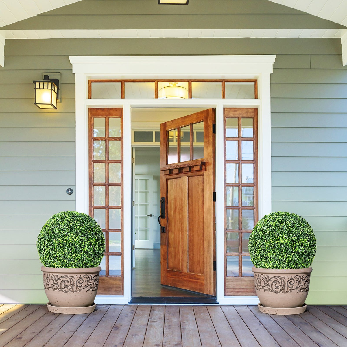 2 Pieces 19 Inch Artificial Topiary Balls Faux Boxwood Ball Plants view 2