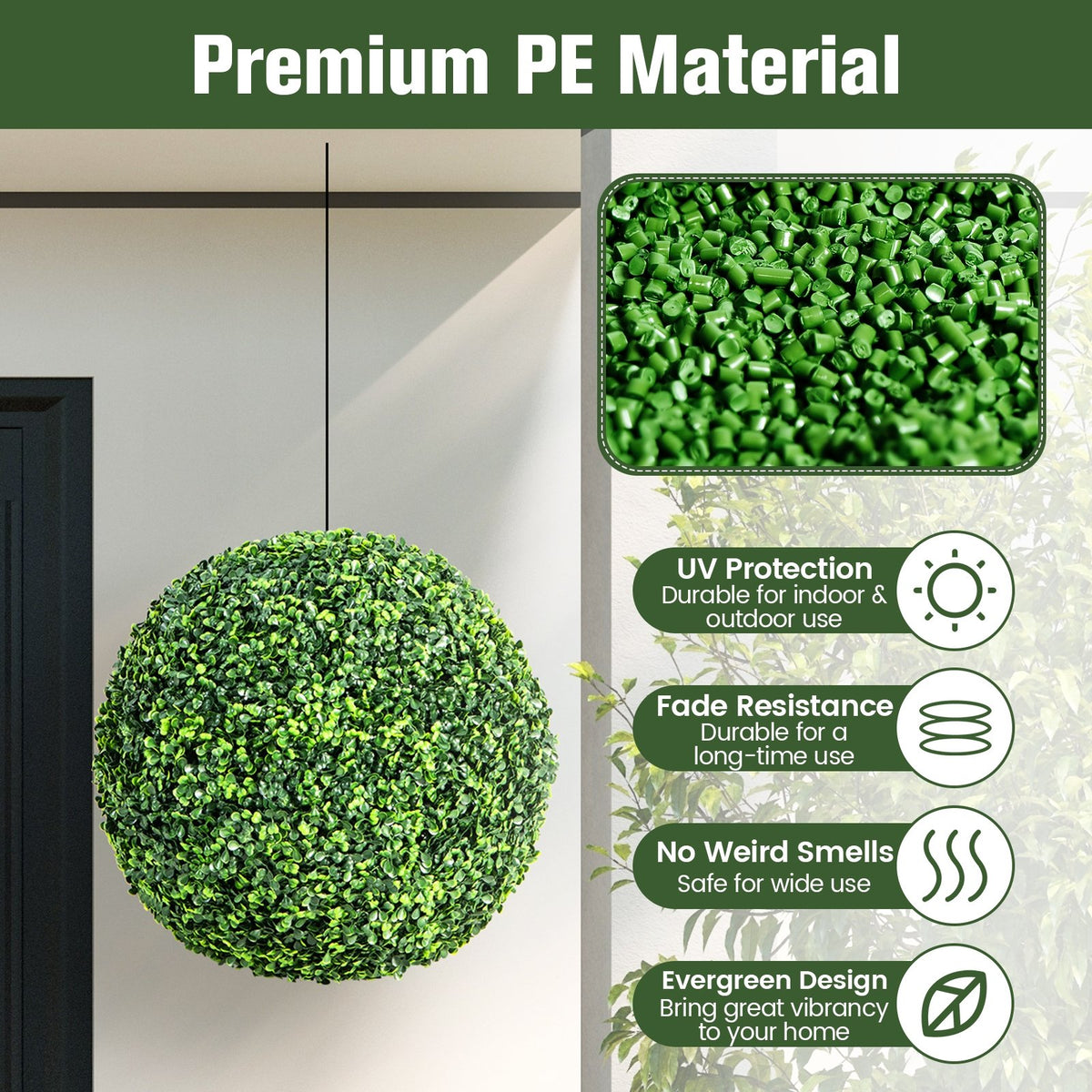2 Pieces 19 Inch Artificial Topiary Balls Faux Boxwood Ball Plants view 7