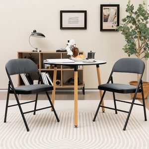 2 PCS Folding Chair Set with Upholstered Seat and Fabric Covered Backrest view 2