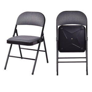 2 PCS Folding Chair Set with Upholstered Seat and Fabric Covered Backrest view 4