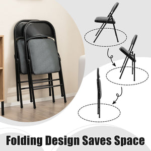 2 PCS Folding Chair Set with Upholstered Seat and Fabric Covered Backrest view 9