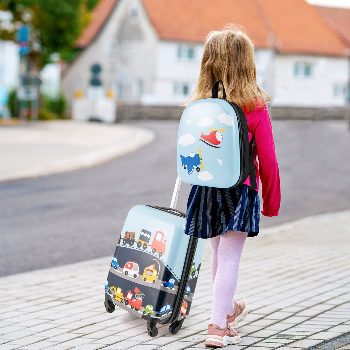 2 PCS Kid Luggage Set With Spinner Wheels for Children Boys Girls-Dark Blue view 2