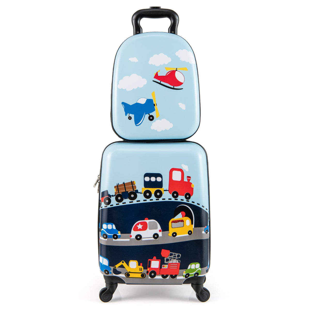 2 PCS Kid Luggage Set With Spinner Wheels for Children Boys Girls-Dark Blue view 3