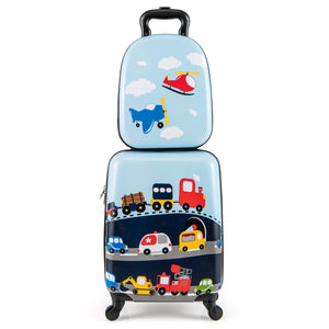 2 PCS Kid Luggage Set With Spinner Wheels for Children Boys Girls-Dark Blue view 3