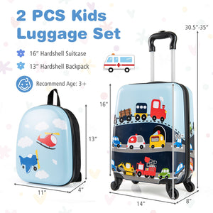 2 PCS Kid Luggage Set With Spinner Wheels for Children Boys Girls-Dark Blue view 4