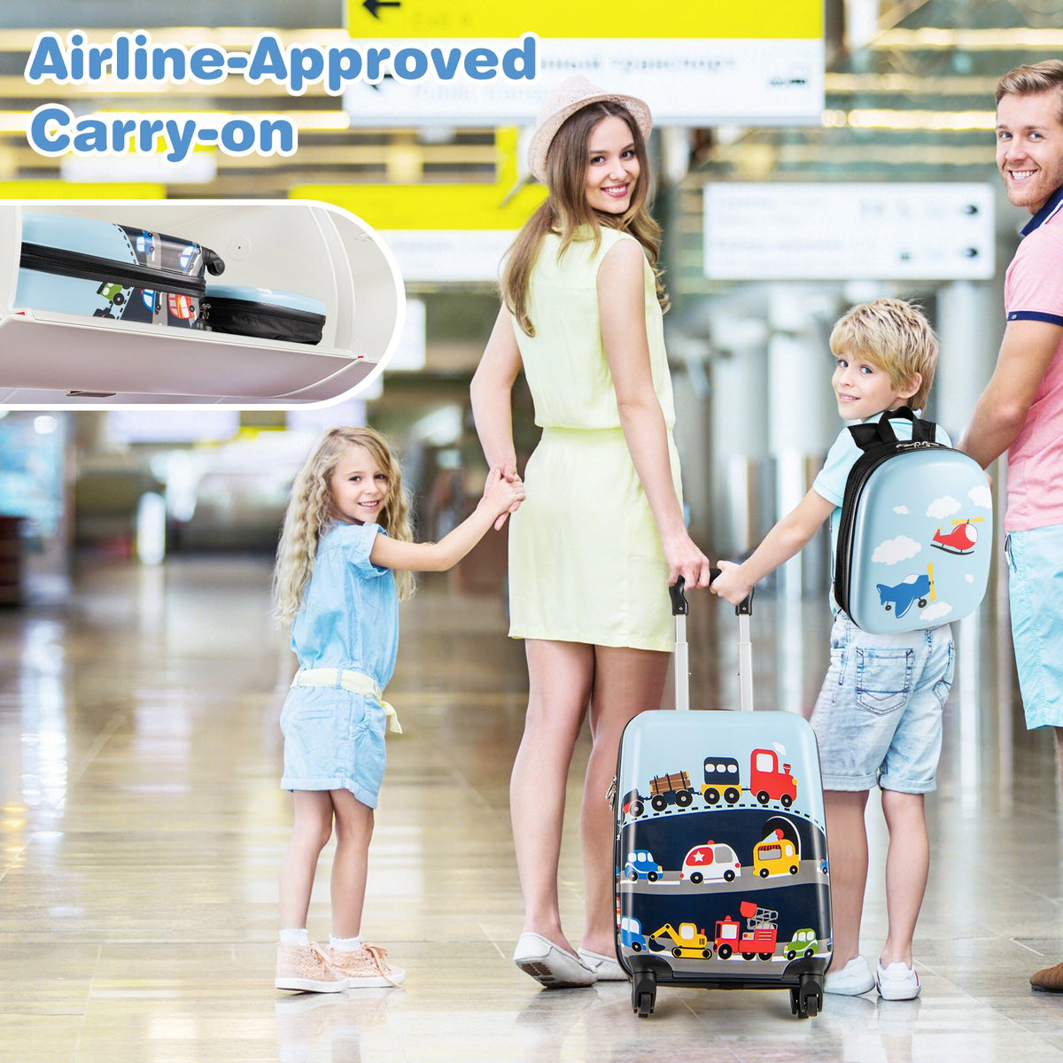 2 PCS Kid Luggage Set With Spinner Wheels for Children Boys Girls-Dark Blue view 5