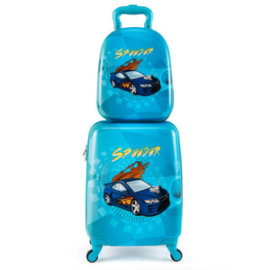 2 PCS Kid Luggage Set With Spinner Wheels for Children Boys Girls-Navy view 3