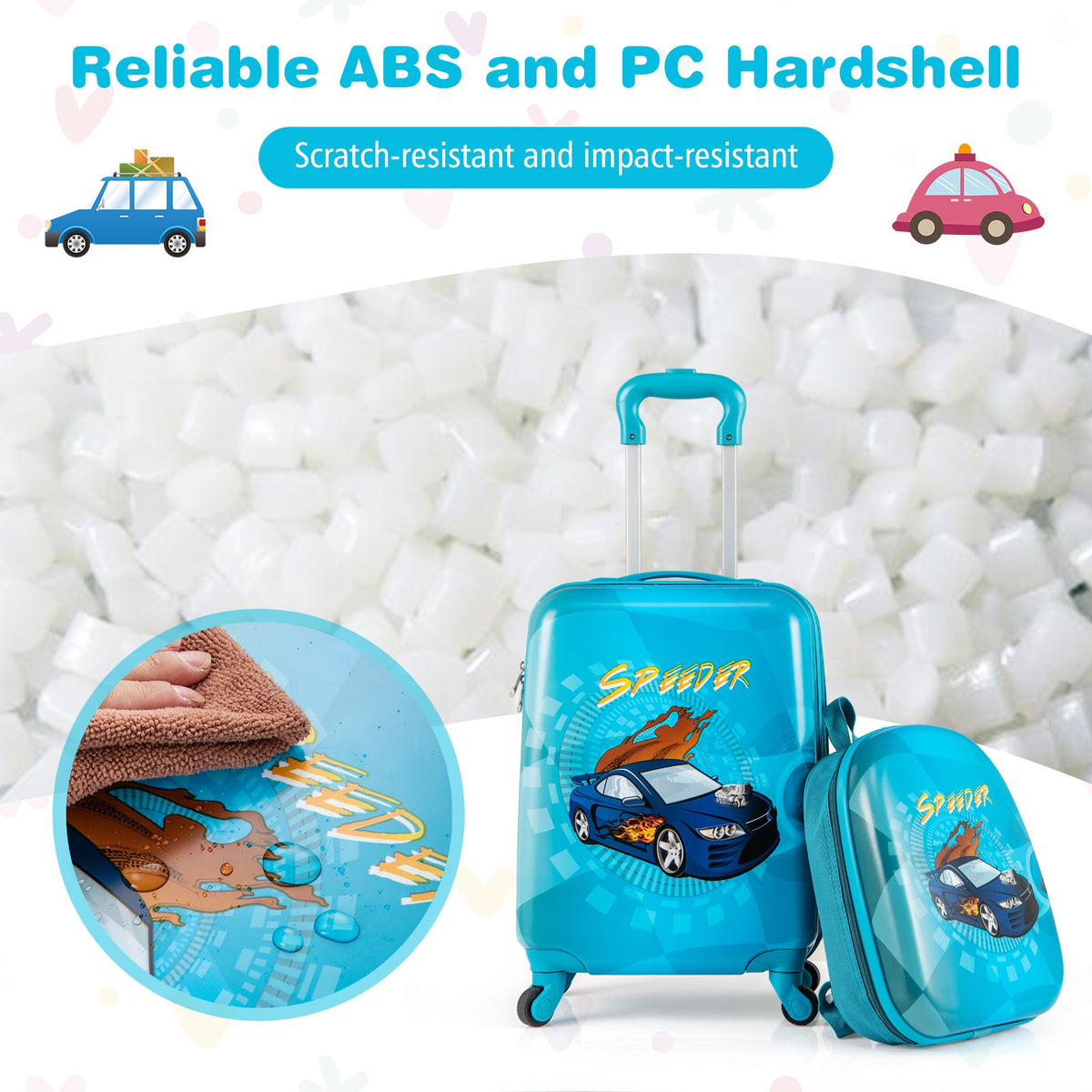 2 PCS Kid Luggage Set With Spinner Wheels for Children Boys Girls-Navy view 9