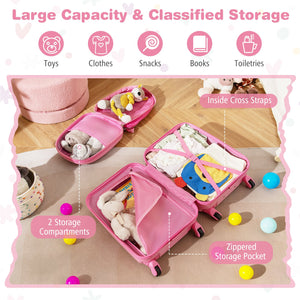 2 PCS Kid Luggage Set With Spinner Wheels for Children Boys Girls-Pink view 6