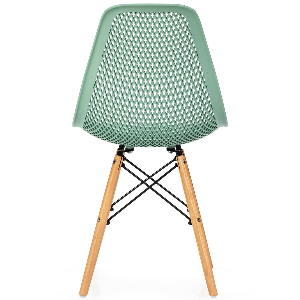 2 Pcs Modern Plastic Hollow Chair Set with Wood Leg-Green view 9