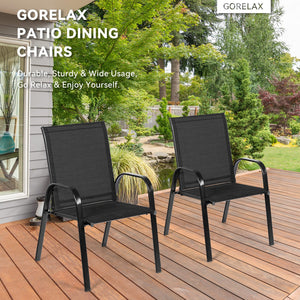 2 Pcs Patio Outdoor Dining Chair with Armrest-Black view 2
