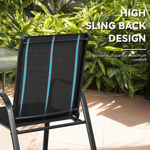 2 Pcs Patio Outdoor Dining Chair with Armrest-Black view 3