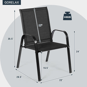 2 Pcs Patio Outdoor Dining Chair with Armrest-Black view 5
