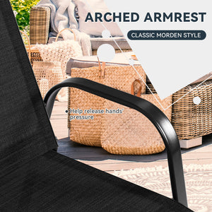 2 Pcs Patio Outdoor Dining Chair with Armrest-Black view 7