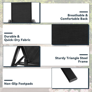 2 Pcs Patio Outdoor Dining Chair with Armrest-Black view 8