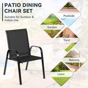 2 Pcs Patio Outdoor Dining Chair with Armrest-Black view 9