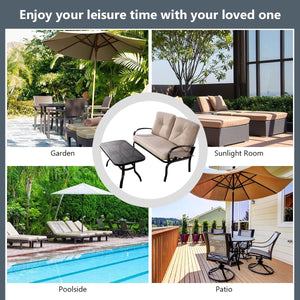 2 Pieces Patio Outdoor Cushioned Coffee Table Seat-Beige view 3