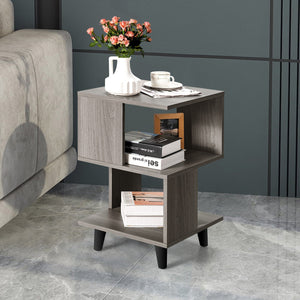 2 Pieces Wooden Modern Nightstand Set with Legs for Living Room view 8
