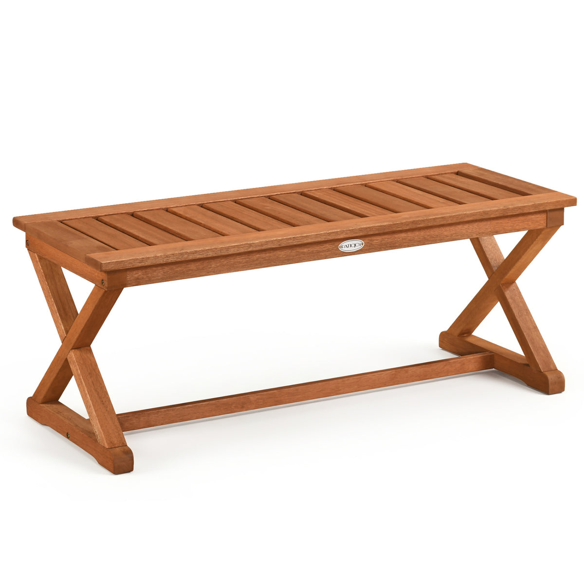 2-Person 44 inches Solid Wood Outdoor Bench with Slatted Seat for Patio Park Balcony-1 Piece