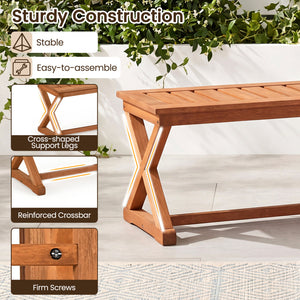 2-Person 44 inches Solid Wood Outdoor Bench with Slatted Seat for Patio Park Balcony-1 Piece view 8